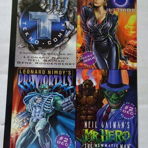 Tekno Comix Uncut Promo Sheet - 7" x 5 1/4" Roddenberry/Nimoy/Gaiman - 1994